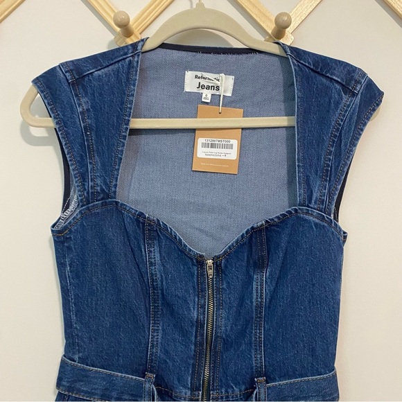 NWT Reformation Calypso Wide Leg Denim Jumpsuit size 0 - Picture 3 of 16